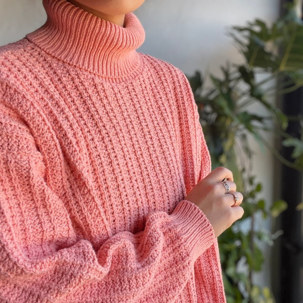 Vintage | Cherokee Pink Turtleneck Sweater - Picture 3 of 7